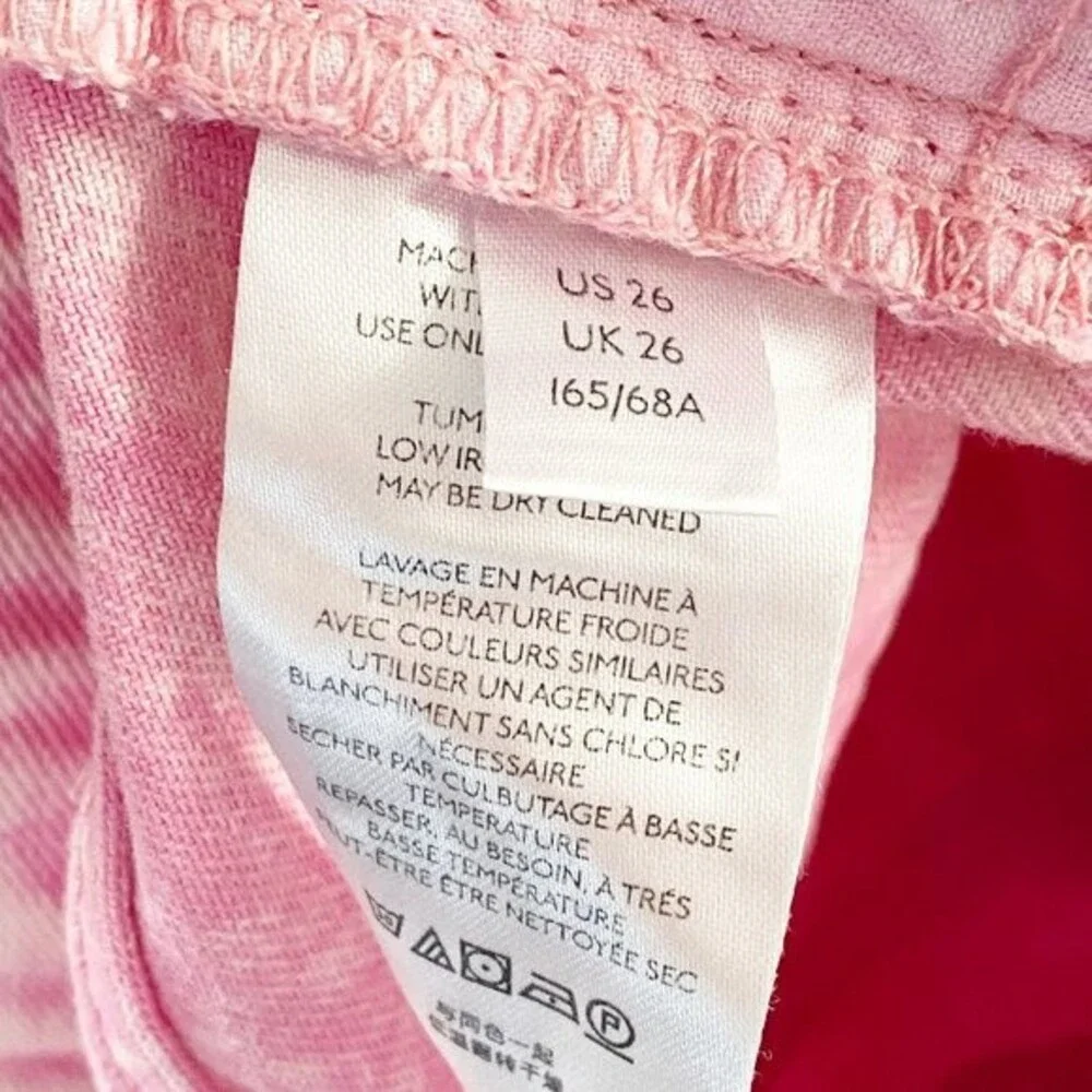 Free People Maggie Jean Acid Wash Pink Button Fly Copped Destroyed Hem 26